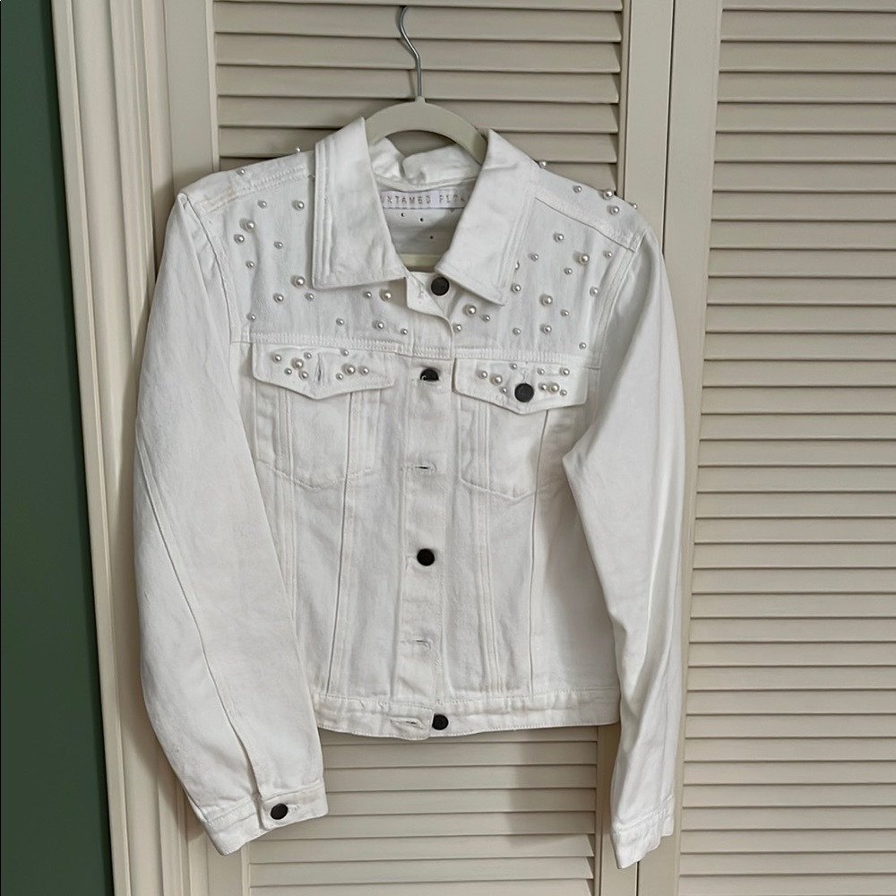 BHLDN White Pearl Denim Jacket